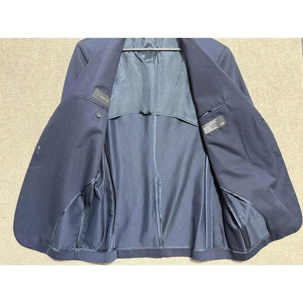 J. Ferrar Blazer Mens 40S Navy Two Button Sport Coat Patch Pockets‎ Notch Lapel
